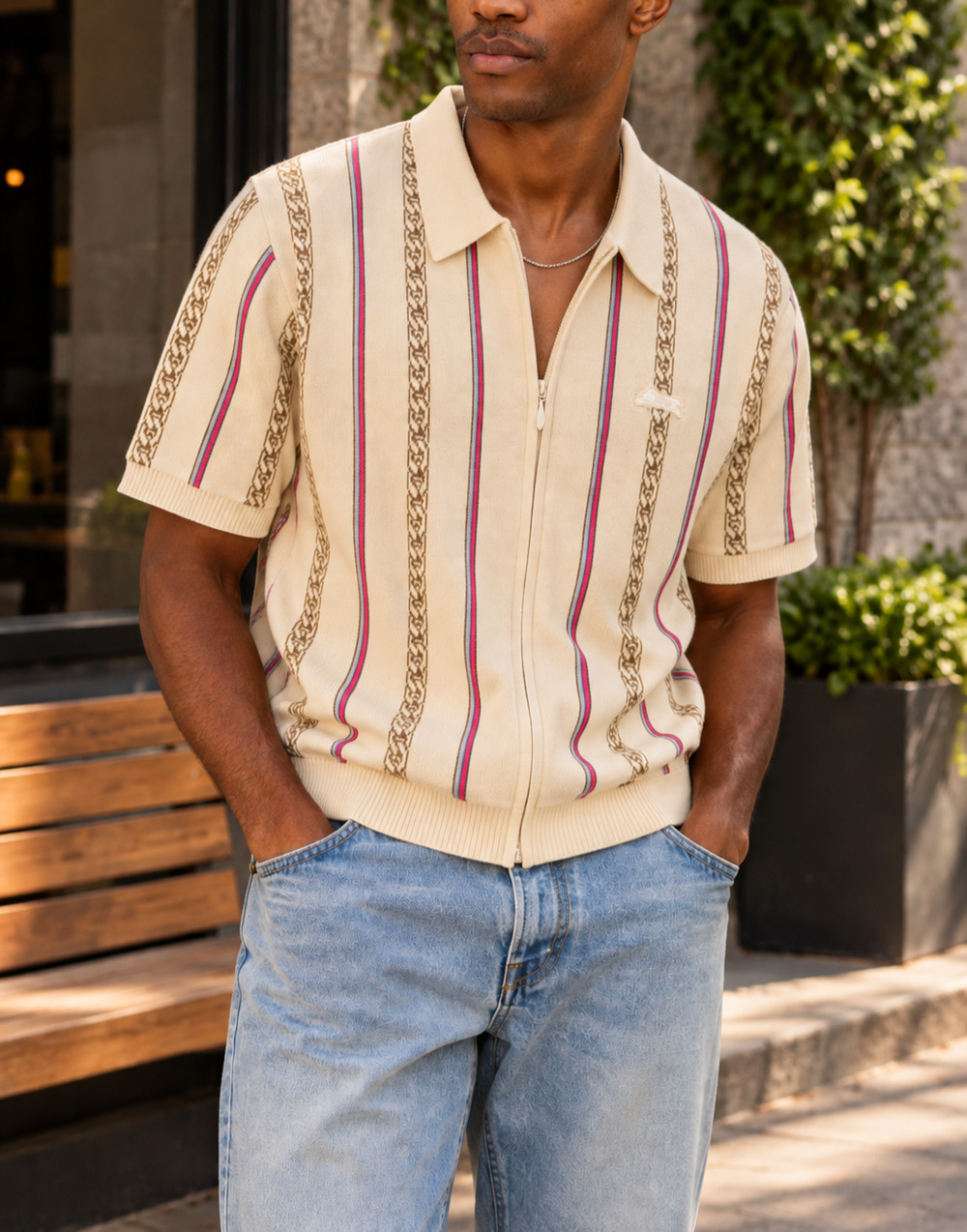 Ice Cream BBC Chain SS Polo Sweater Men's M NWT Jacquard Knit Running Dog $185